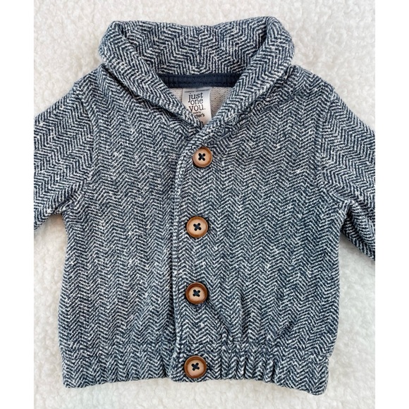 CARTER’S • Black/White Herringbone Collared Cardigan - Picture 3 of 13